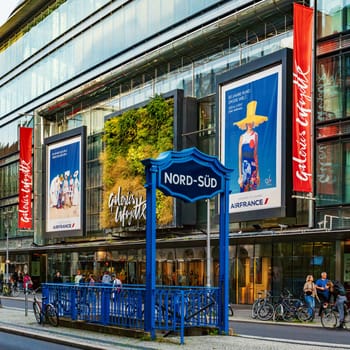 Galeries Lafayette Berlin, a department store on Friedrichstrasse in Berlin's Mitte district is scheduled to close in 2024. You can also see the former subway station Französische Straße which was renamed by BVG to Nord-Süd in Friedrichstraße.