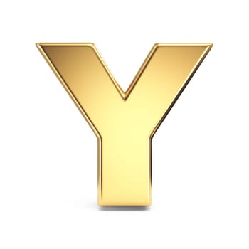 Simple gold font Letter Y 3D rendering illustration isolated on white background