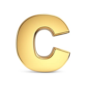 Simple gold font Letter C 3D rendering illustration isolated on white background