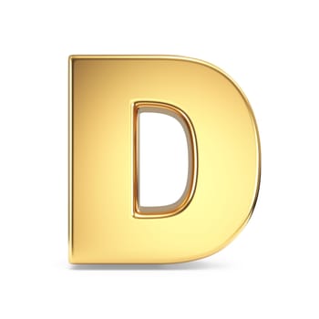 Simple gold font Letter D 3D rendering illustration isolated on white background