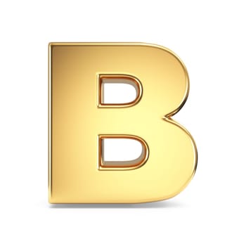 Simple gold font Letter B 3D rendering illustration isolated on white background