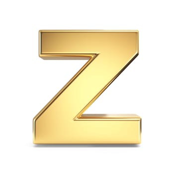 Simple gold font Letter Z 3D rendering illustration isolated on white background