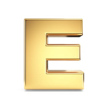 Simple gold font Letter E 3D rendering illustration isolated on white background
