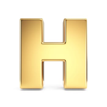 Simple gold font Letter H 3D rendering illustration isolated on white background