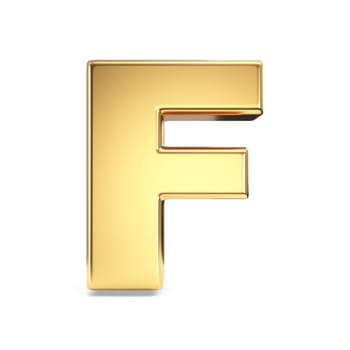 Simple gold font Letter F 3D rendering illustration isolated on white background