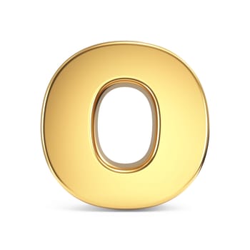 Simple gold font Letter O 3D rendering illustration isolated on white background