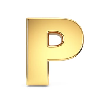 Simple gold font Letter P 3D rendering illustration isolated on white background