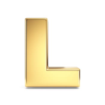Simple gold font Letter L 3D rendering illustration isolated on white background