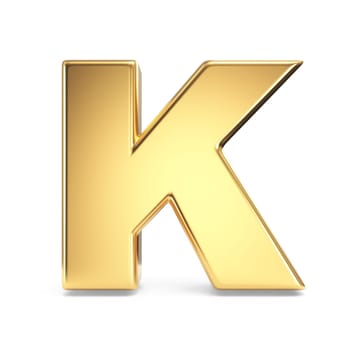 Simple gold font Letter K 3D rendering illustration isolated on white background