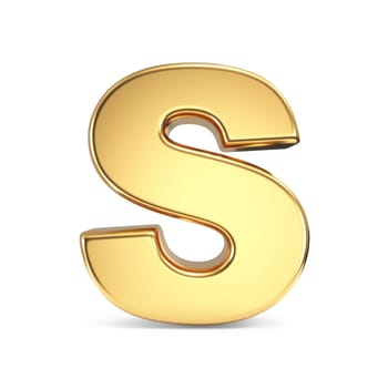 Simple gold font Letter S 3D rendering illustration isolated on white background