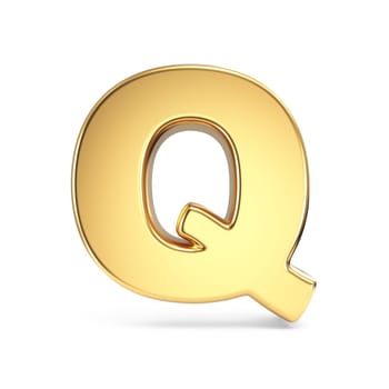 Simple gold font Letter Q 3D rendering illustration isolated on white background