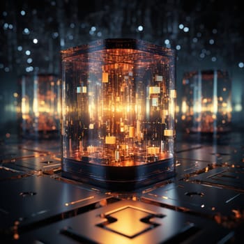 Quantum computer. Abstract quantum computing circuit with futuristic design.A fictional depiction of a quantum computer.Generative AI
