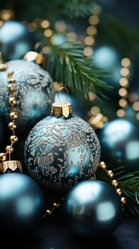 vertical Christmas background. Christmas tree macro details close up.Generative AI