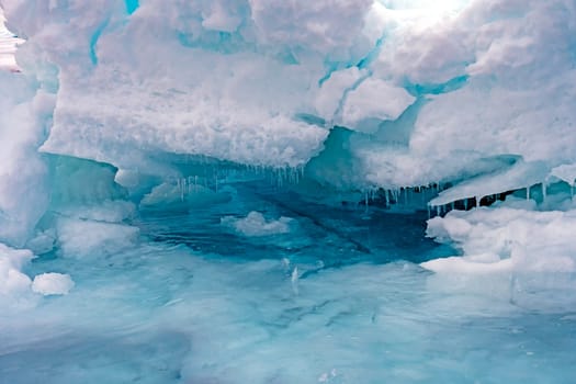 Colorful Melting Ice in the North Pack Ice in the High Arctic