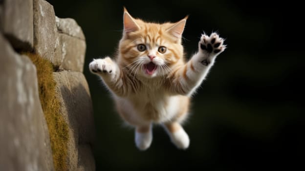 Pawsitively funny cat attempting a daring leap and missing the mark