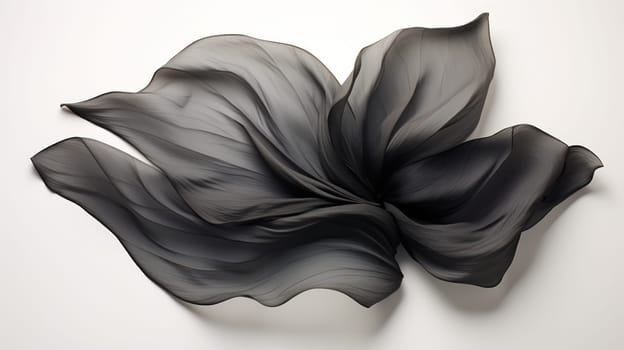 Black satin flower with silk elegant petals on a light background.Generative AI