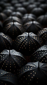 vertical background with black umbrellas, gloomy moody atmosphere.Generative AI