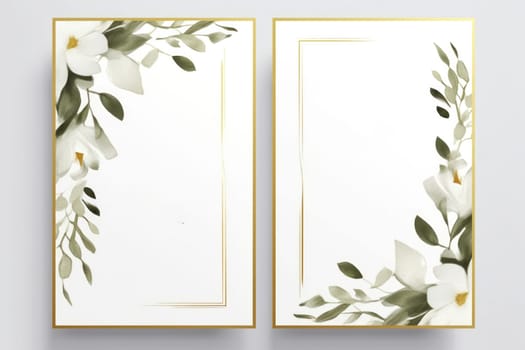 design wedding invitation or card template with watercolor beautiful floral pattern.Generative AI