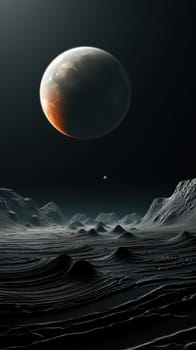 view from the surface of an unknown planet to outer space.Generative AI