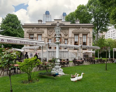 Istanbul, Turkey - May 12, 2023: Court Pavilion, located at the courtyard of former imperial Ottoman summer Ihlamur Pavilion, or Ihlamur Kasri, Nisantasi neighborhood , Ihlamur Yolu street