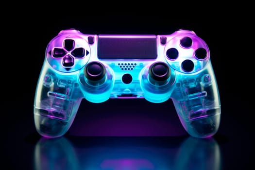 Neon glowing wireless gamepad for gaming. AI generated