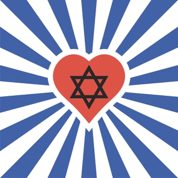 Background icon rays love and support Israel heart star David