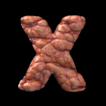 Halloween letter X - Capital 3d bloody font isolated on black background. This alphabet is perfect for creative illustrations related but not limited to Halloween, horror, death...