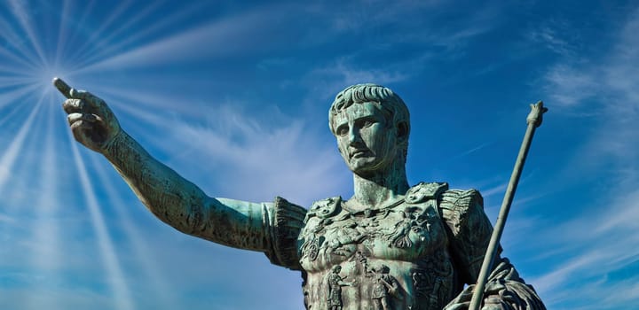 Julius Caesar, ancient statue in Rome, Italy. Concept for leadership, personal growth, personal development, self help