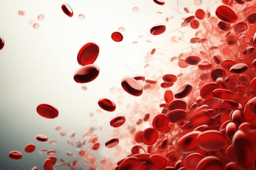 super macro scene with blood red corpuscles into the artery, 3d rendering