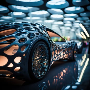 Abstract metal background.Decorative element of a futuristic car model.future car concept.Generative AI