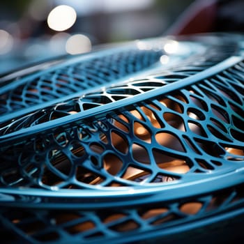 Abstract metal background.Decorative element of a futuristic car model.close-up.Generative AI
