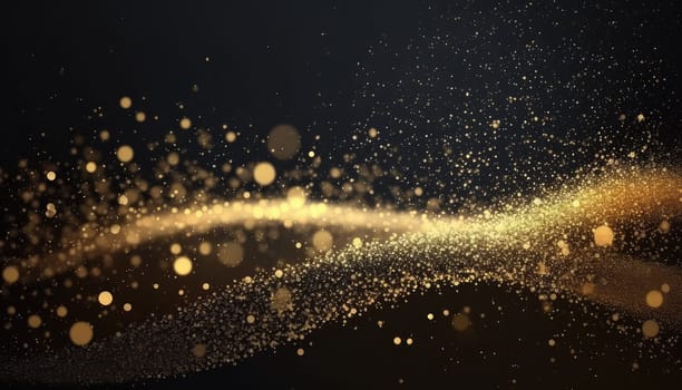 Golden glitter particles and dots abstract background. Generative AI design