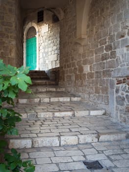Narrow street in the old town of Sibenik, Croatia