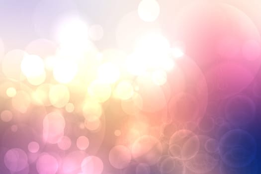 Abstract dark blue gradient pink yellow orange background texture with glitter defocused sparkle bokeh circles and glowing circular lights. Beautiful backdrop with bokeh light effect.
