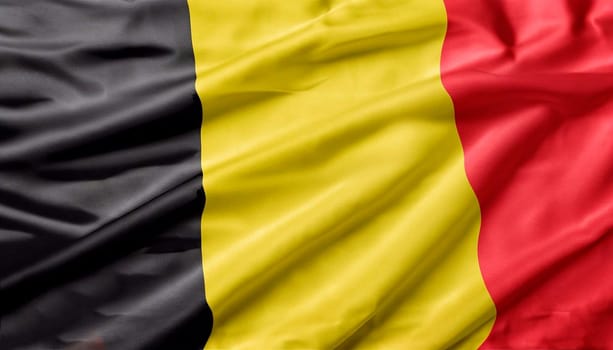 Waving flag of Belgium. Flag has real fabric texture.