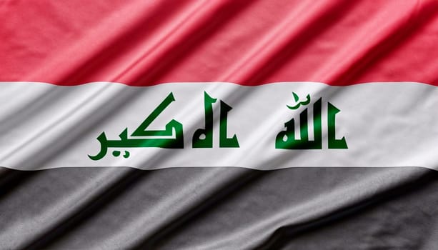 Close up waving flag of Iraq