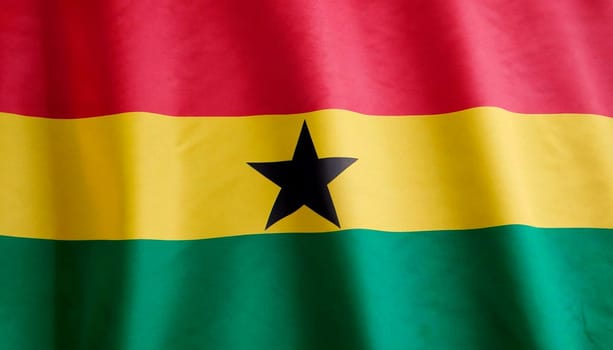 Flag of Ghana. Fabric texture of the flag of Ghana.