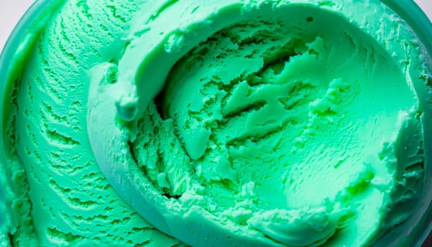 Full Frame Texture Background - Close Up of Green Mint or Pistachio Ice Cream - Creamy, Cold and Frozen Dairy Dessert