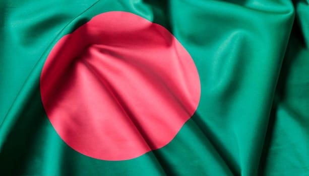 close up waving flag of Bangladesh. flag symbols of Bangladesh.