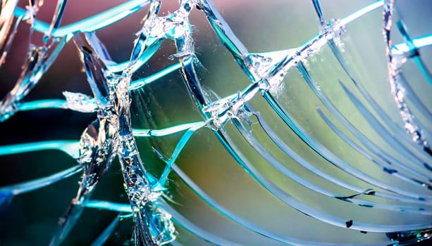 Broken car glass texture with cracks, abstract background
