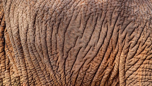Gray elephant skin with many folds. Full screen photo. Not seamless texture