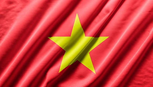 Vietnam flag with fabric texture