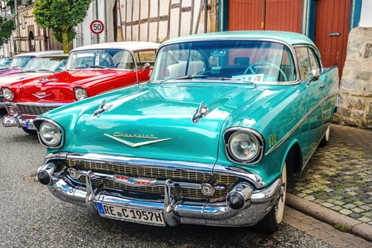 WETTENBERG, HESSE, GERMANY - 07 - 28 - 2023: Beautiful CHEVROLET Coupe on traditional Car Show in Krofdorf-Gleiberg, near Giessen, Hesse.