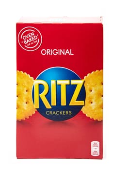 HUETTENBERG, GERMANY - 09-15-2023 - Box of ORIGINAL RITZ Crackers. MONDELEZ INTERNATIONAL FOODSERVICE - A leader in branded snacks.
