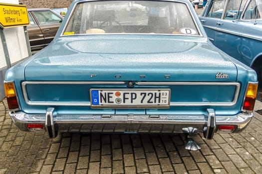 WETTENBERG, HESSE, GERMANY - 07 - 28 - 2023: Backside from FORD 17 m on a traditional Car Show Golden Oldies.