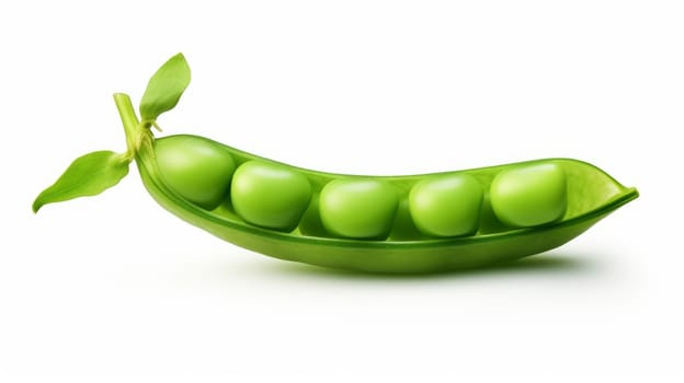 Fresh delicious Peas isolated on white background. artificial art