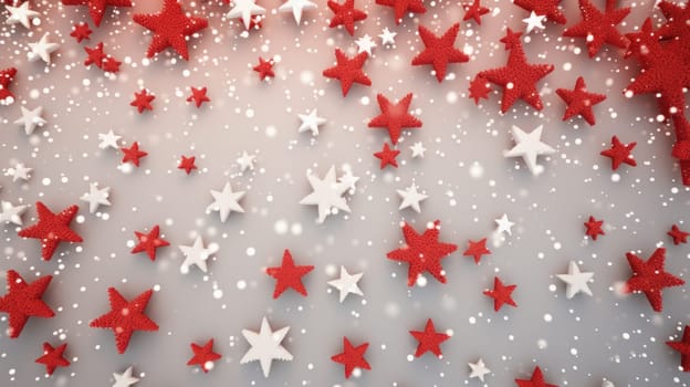 Red christmas holiday star background in red and white colours. Winter theme wallpaper. Artificial Art
