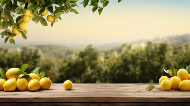 Mediterranean concept with juicy lemons and copyspace. artificial art