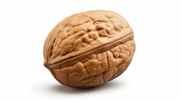 One Walnut over bright background. Artificial art.