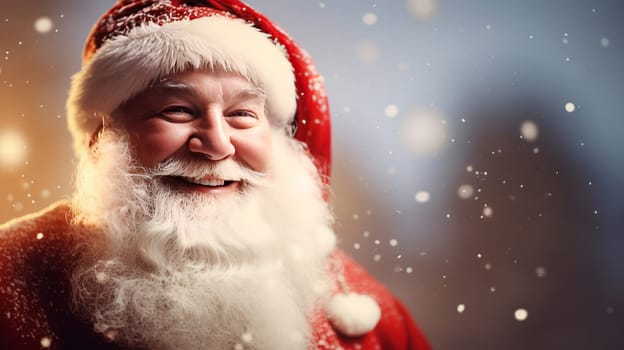 Portrait from Santa Clause with rec cap and white beard - Chrismas Card Concept. Artificial Art